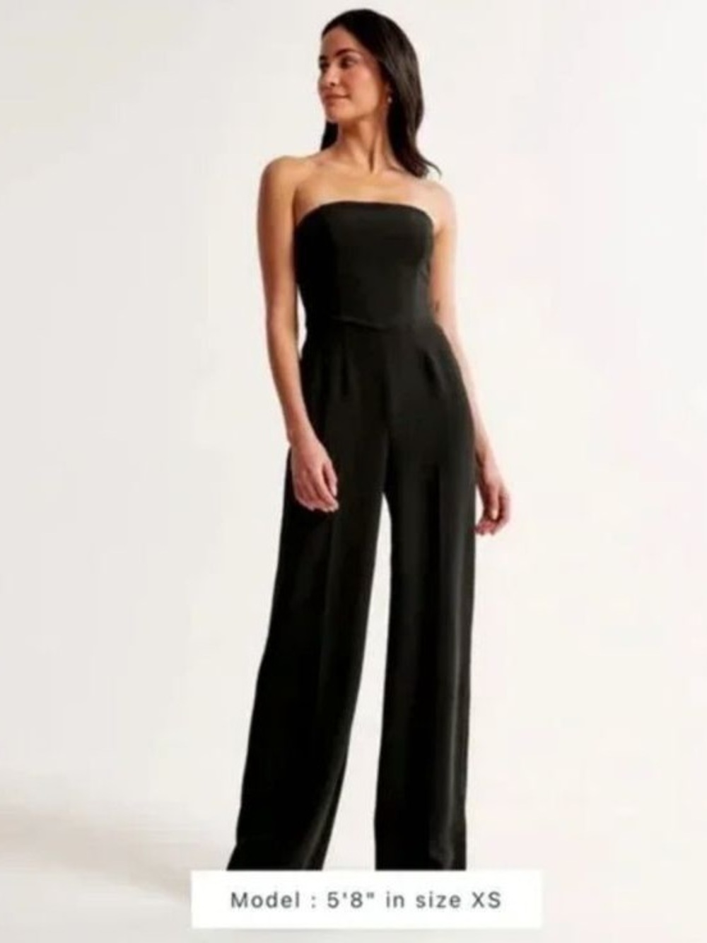 Abercrombie & Fitch Strapless Black Wide-Leg Jumpsuit